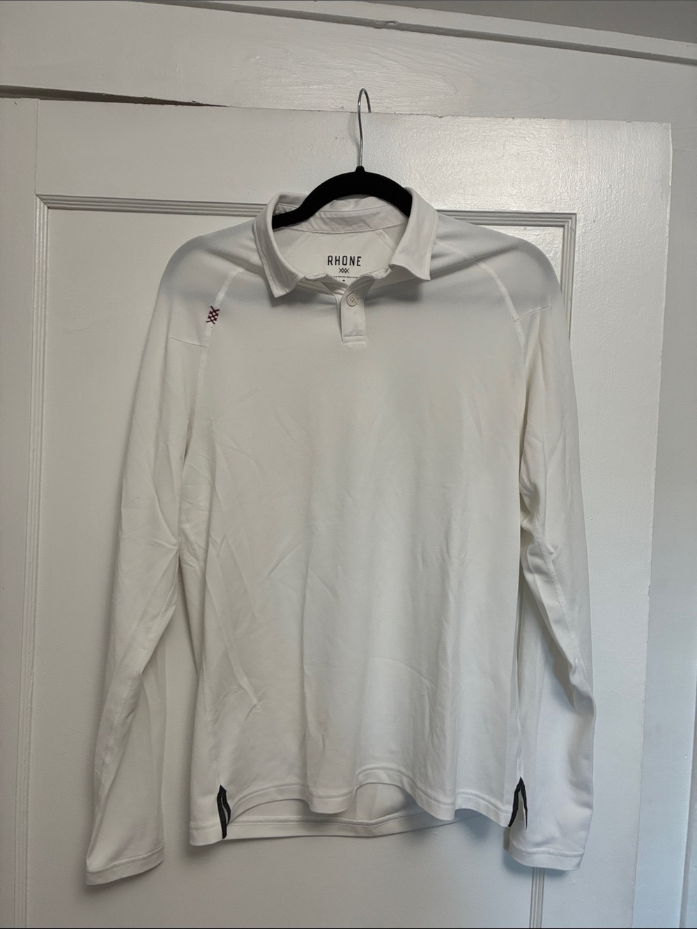 RHONE Men's White Long-Sleeve Polo Shirt